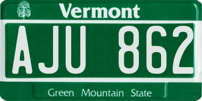 VT license plate AJU862