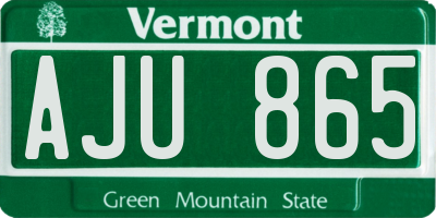 VT license plate AJU865