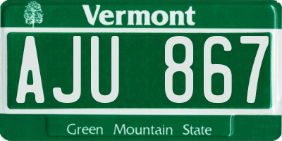VT license plate AJU867