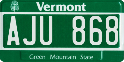 VT license plate AJU868