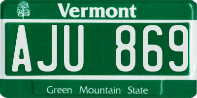 VT license plate AJU869