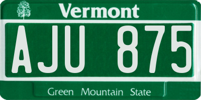 VT license plate AJU875