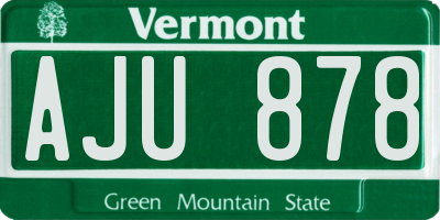 VT license plate AJU878