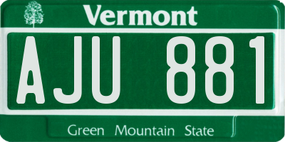 VT license plate AJU881