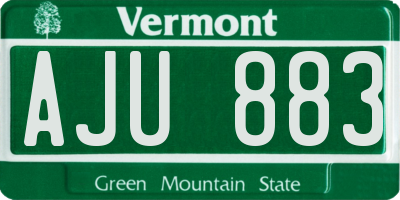 VT license plate AJU883