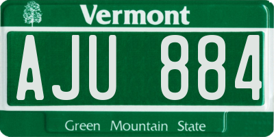 VT license plate AJU884