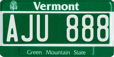 VT license plate AJU888
