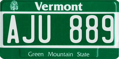 VT license plate AJU889