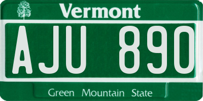 VT license plate AJU890
