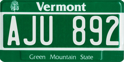 VT license plate AJU892