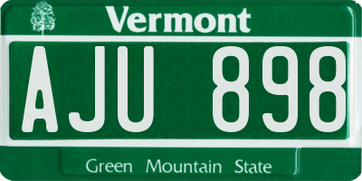 VT license plate AJU898