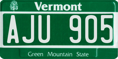 VT license plate AJU905