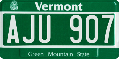 VT license plate AJU907