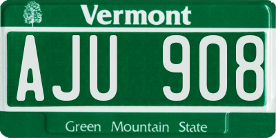 VT license plate AJU908