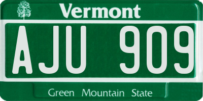 VT license plate AJU909