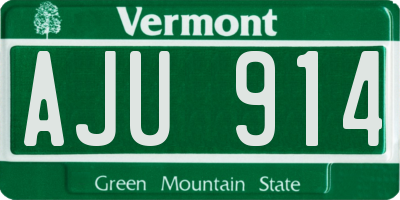 VT license plate AJU914