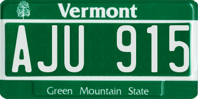 VT license plate AJU915
