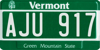 VT license plate AJU917