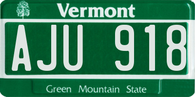 VT license plate AJU918