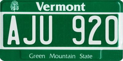 VT license plate AJU920