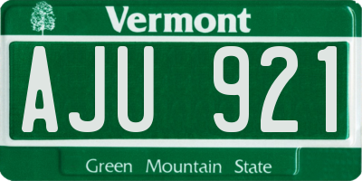 VT license plate AJU921