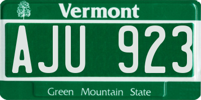 VT license plate AJU923