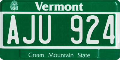 VT license plate AJU924