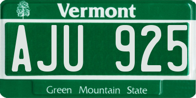 VT license plate AJU925