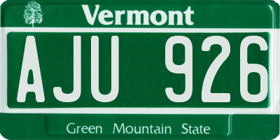 VT license plate AJU926