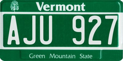 VT license plate AJU927