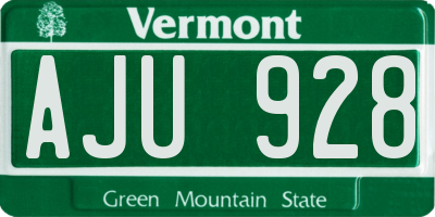 VT license plate AJU928