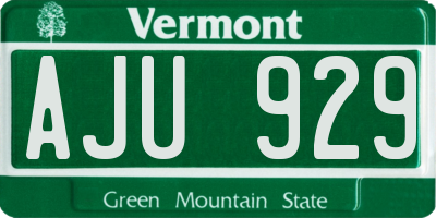 VT license plate AJU929