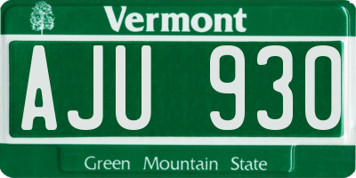 VT license plate AJU930