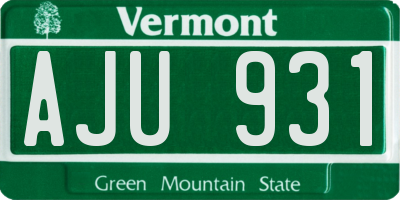 VT license plate AJU931