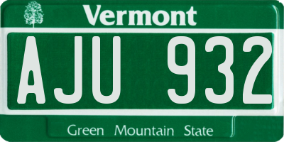 VT license plate AJU932