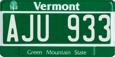 VT license plate AJU933