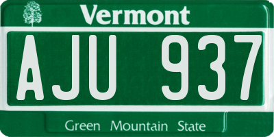 VT license plate AJU937