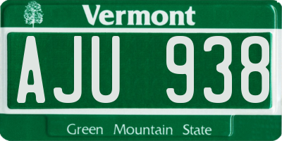 VT license plate AJU938