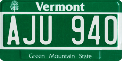 VT license plate AJU940