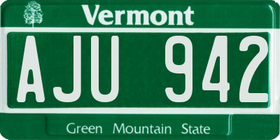 VT license plate AJU942