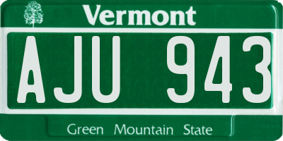 VT license plate AJU943