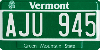 VT license plate AJU945