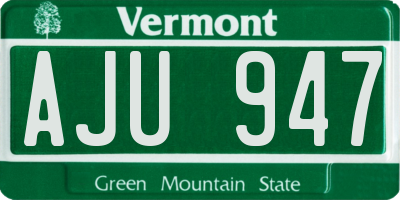 VT license plate AJU947