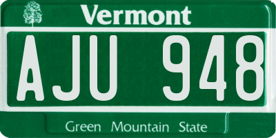 VT license plate AJU948