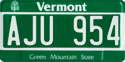VT license plate AJU954