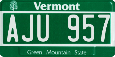 VT license plate AJU957