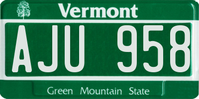 VT license plate AJU958