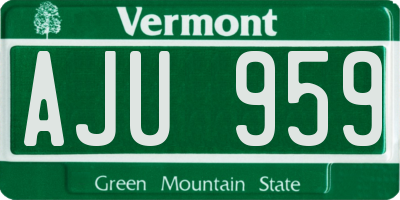 VT license plate AJU959