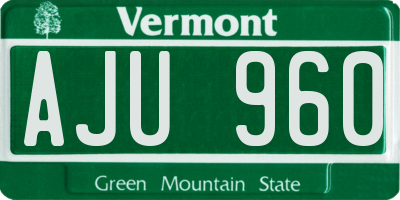 VT license plate AJU960