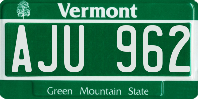 VT license plate AJU962